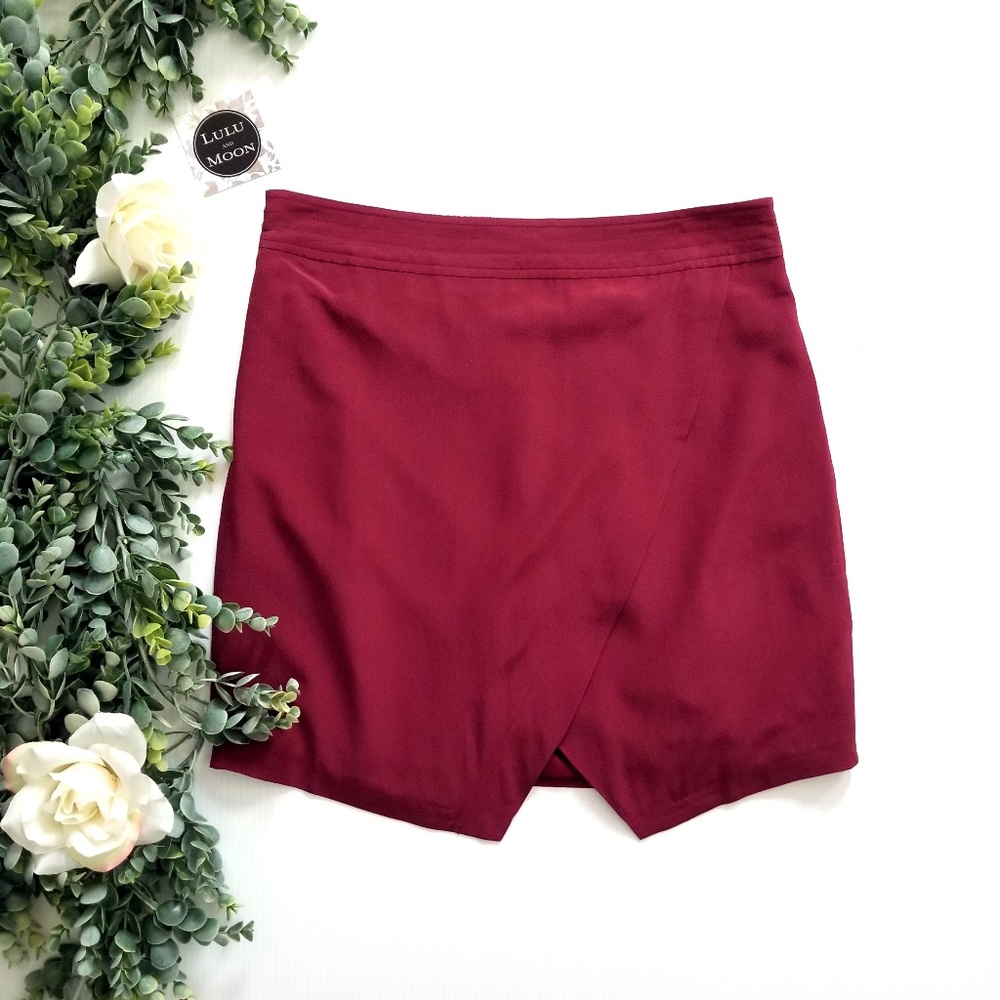 Madewell berry 100% silk wrap skirt size M